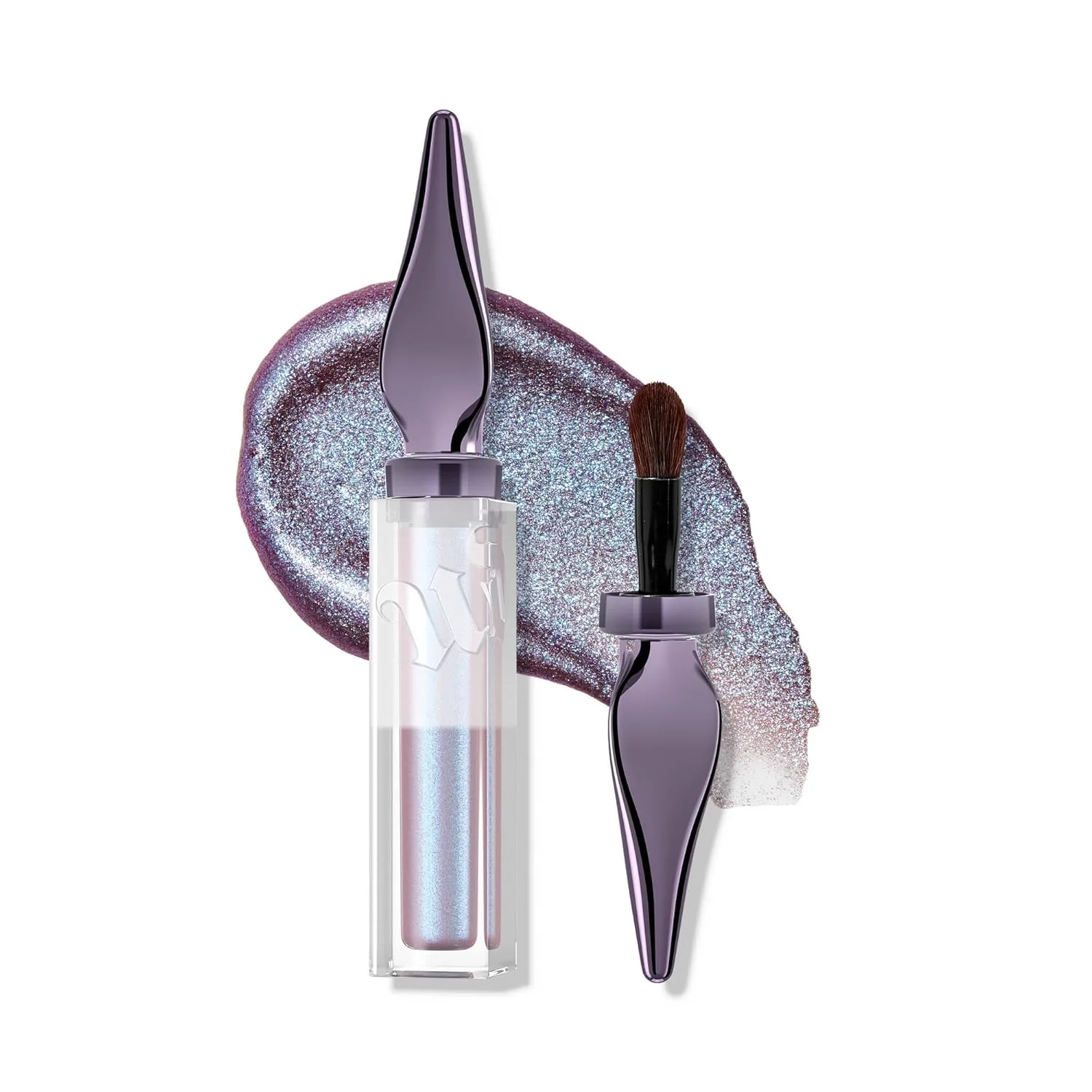 Жидкие тени для век URBAN DECAY 24/7 Glaze-On, стойкие к скатыванию, с блестками, со встроенной кисточкой, легко наносятся, подходят для путешествий - 0,1 жидкой унции, Frost Boss (blue lavender duo chrome shimmer)