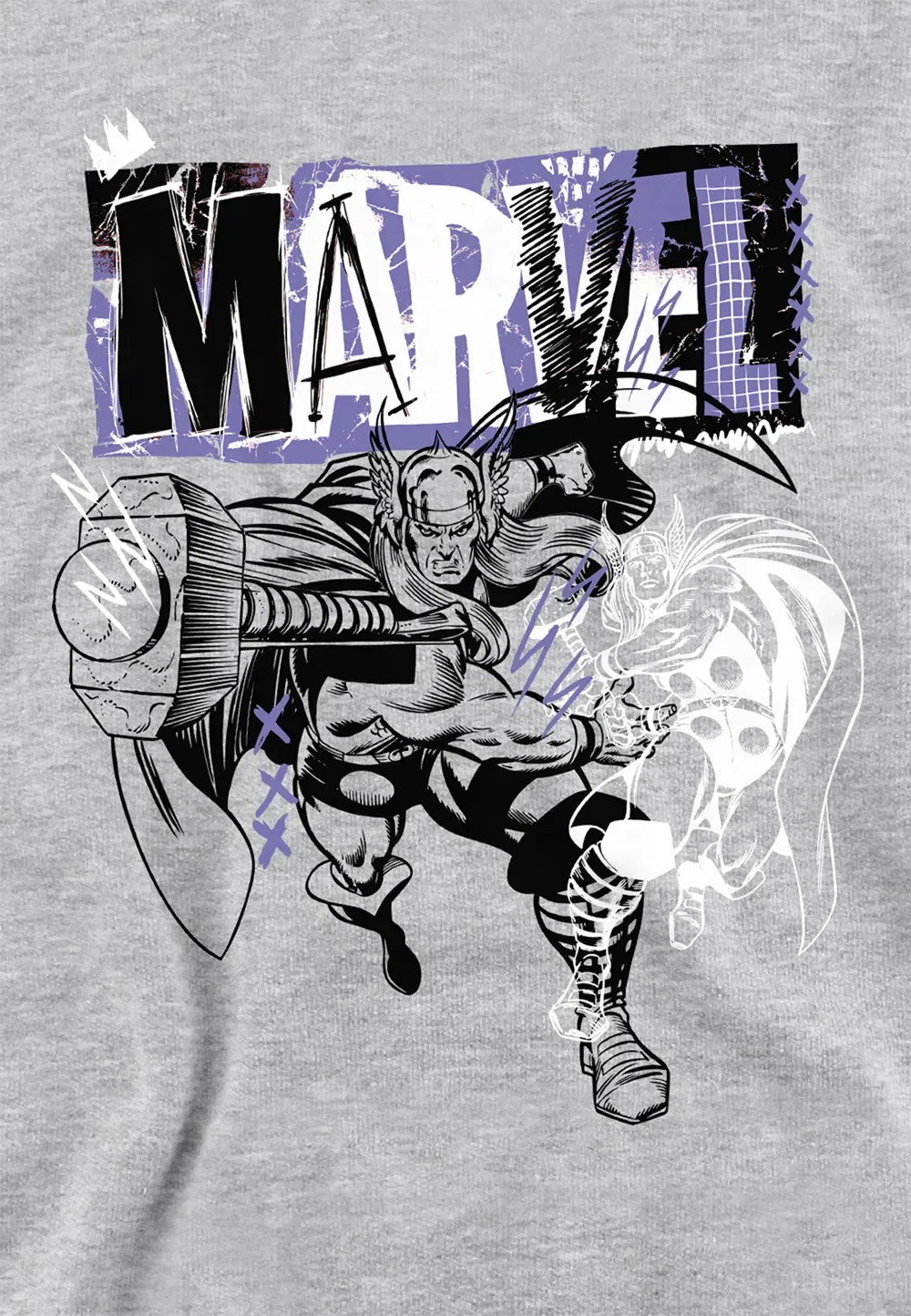 Детская худи Marvel Thor Thunder, хлопок/полиэстер, серый — фото 2