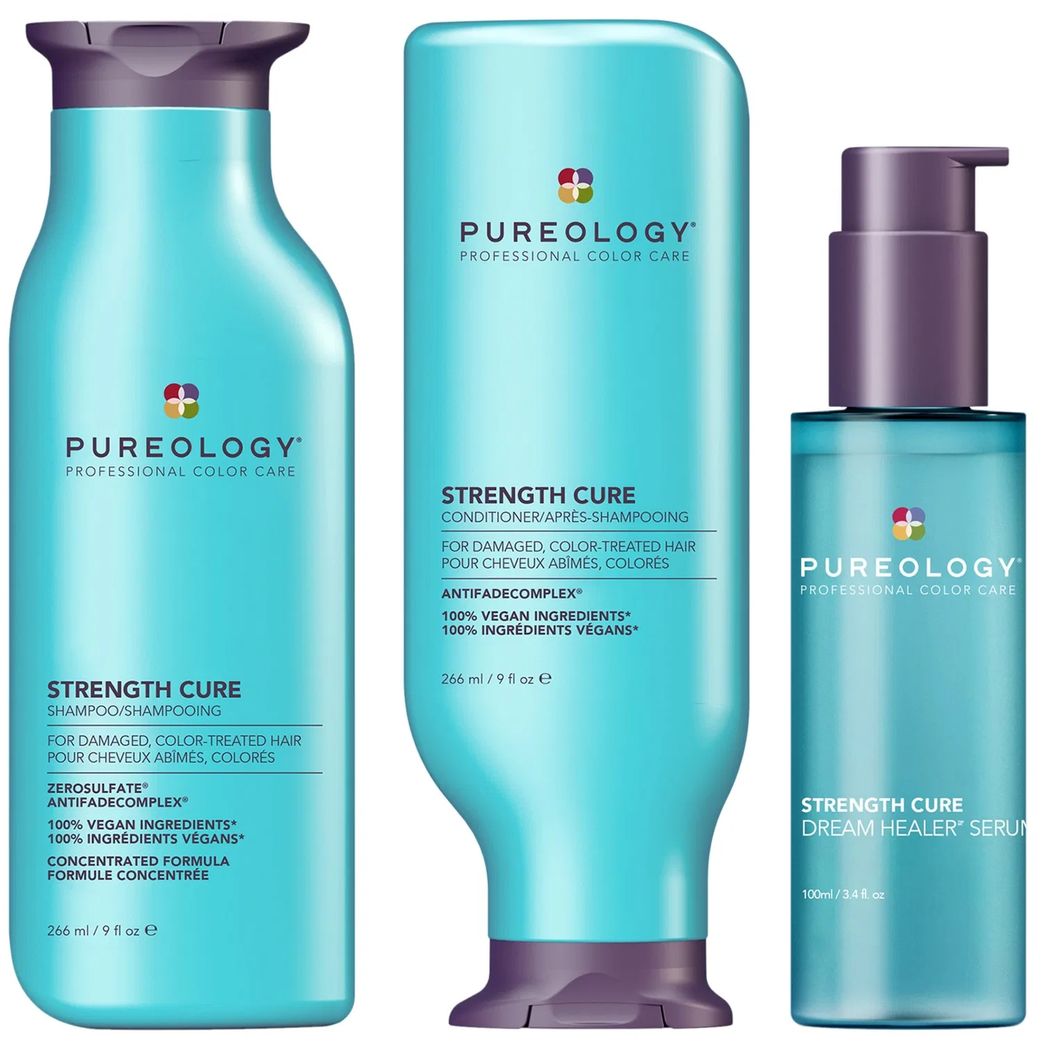 Шампунь и кондиционер Strength Cure 266 мл с сывороткой Strength Cure 100 мл Pureology