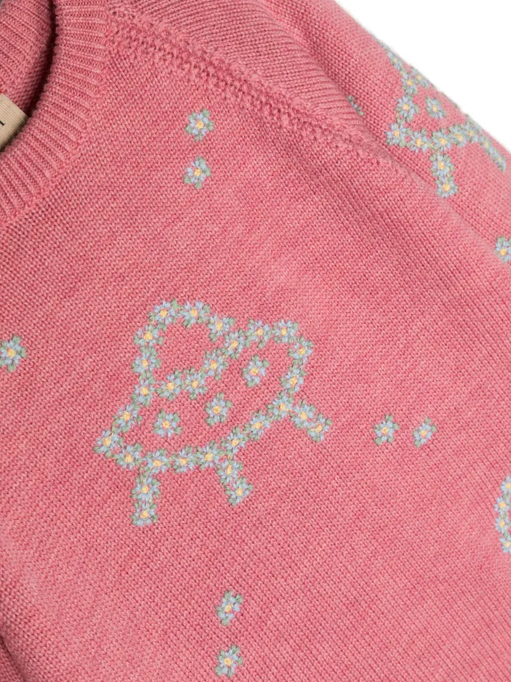 Шерстяной джемпер, связанный интарсией Gucci Kids, розовый — фото 3