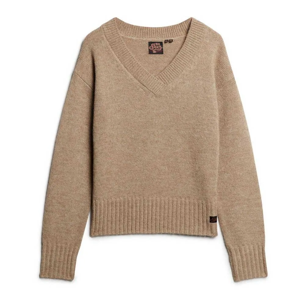 

Свитер Superdry Essential v neck, коричневый