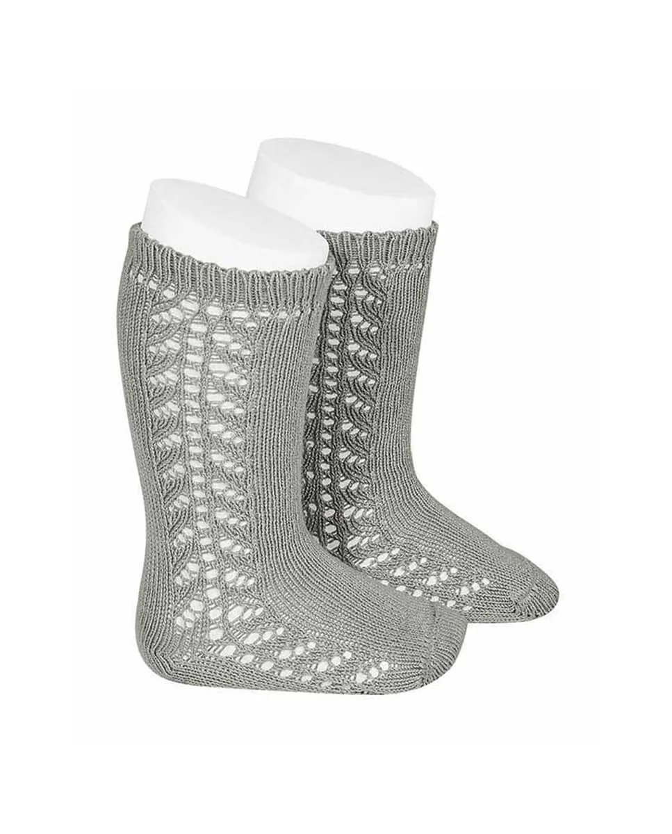 

Высокие ажурные носки Condor, светло-серый