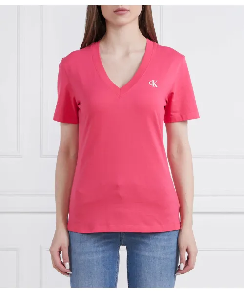 

Футболка с микромонологом Slim fit Calvin Klein Jeans, розовый