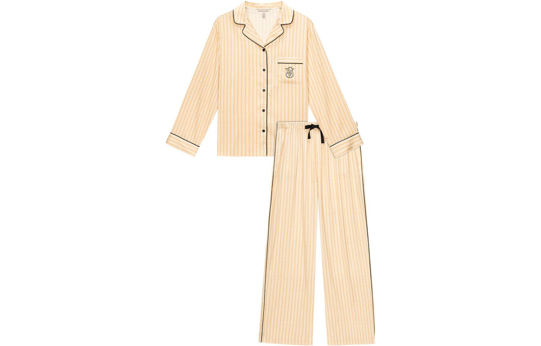 

Пижамный комплект с изысканным принтом, шелковистая, нежная к коже, женская, champagne Victoria's Secret, Champagne