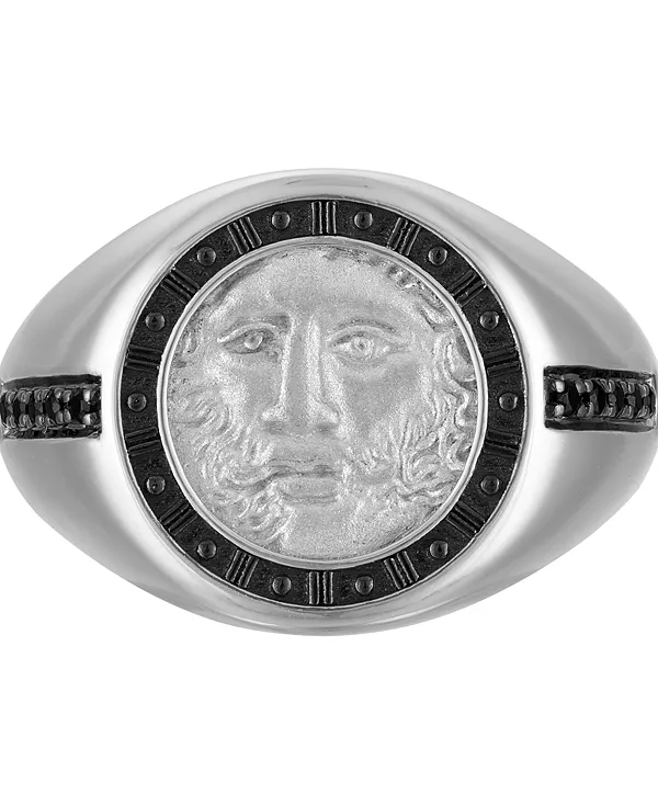 

Мужское кольцо «Бог времени» из стерлингового серебра с черным бриллиантом (1/10 карата) Bulova, silver-tone