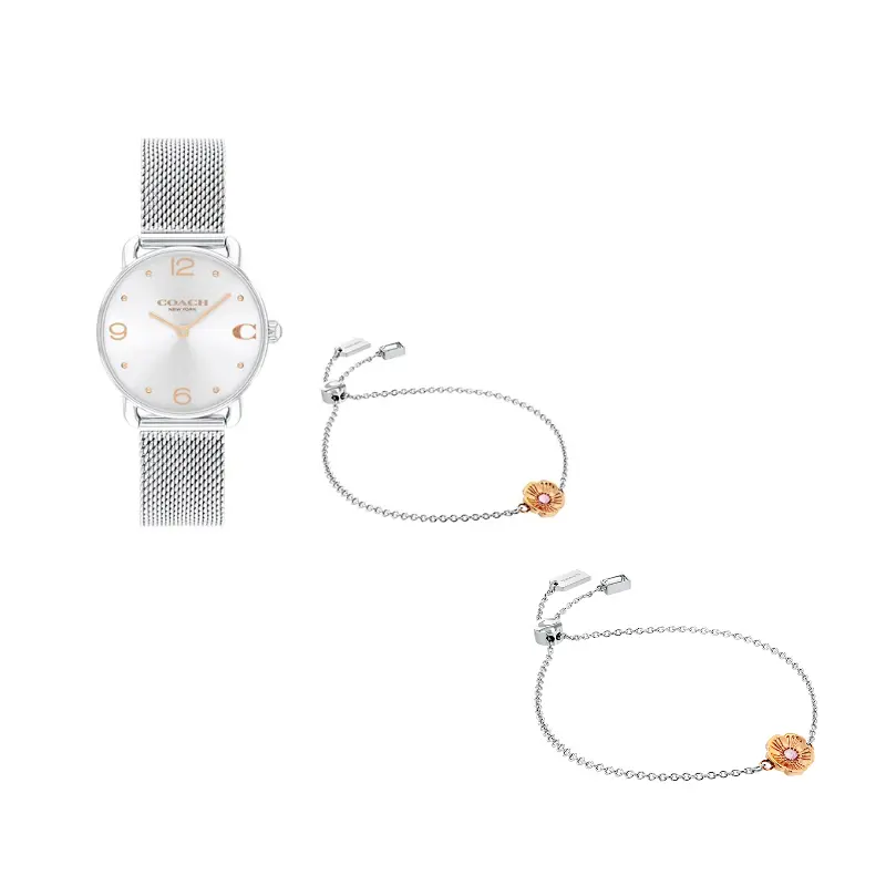 

Coach Женские часы ELLIOT Collection европейского/американского производства, кварцевый механизм, стальной ремешок, белый циферблат, диаметр 28 мм