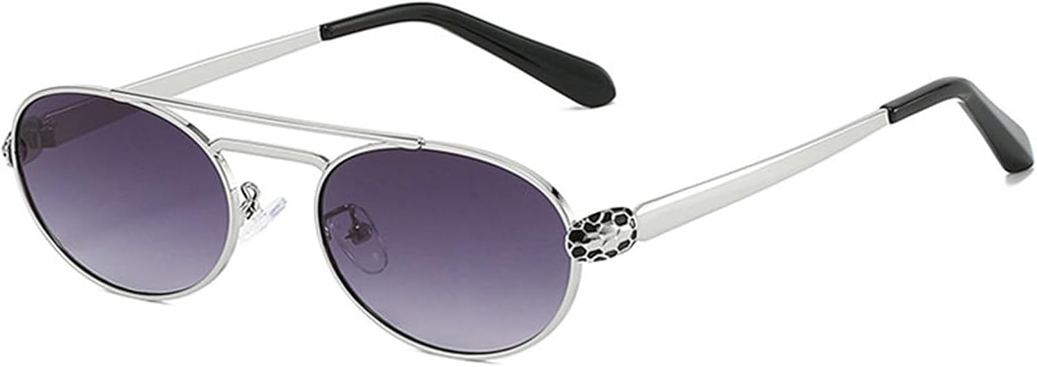 

Солнцезащитные очки Helena Retro Trendy Double Beam Oval Sunglasses для женщин и мужчин в стиле 90-х, в маленькой металлической оправе, круглые, с защитой от УФ-излучения UV400, C2