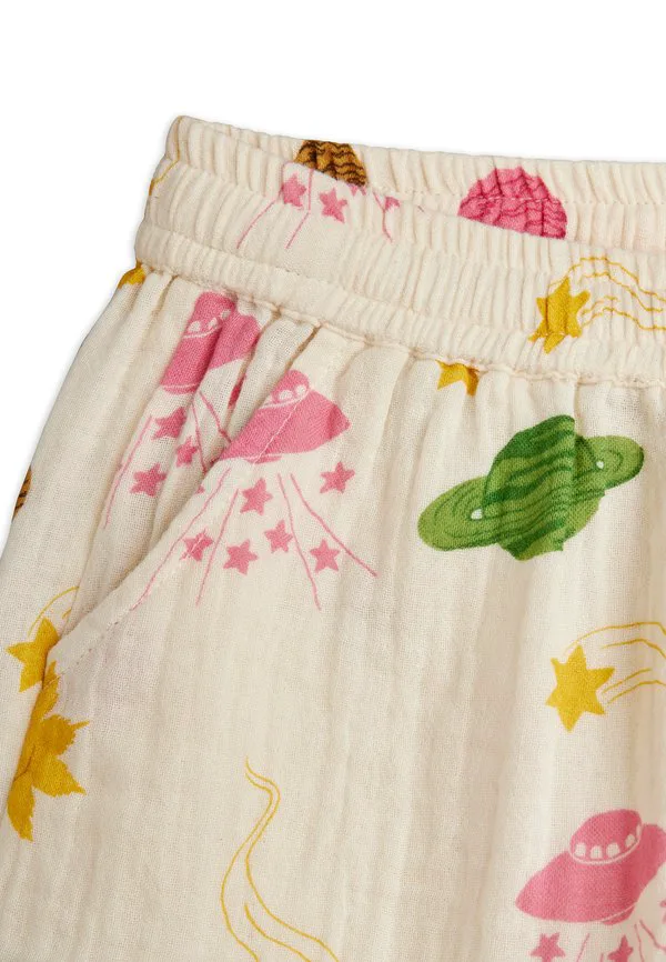 Космические муслиновые шорты Mini Rodini, Off-White — фото 4