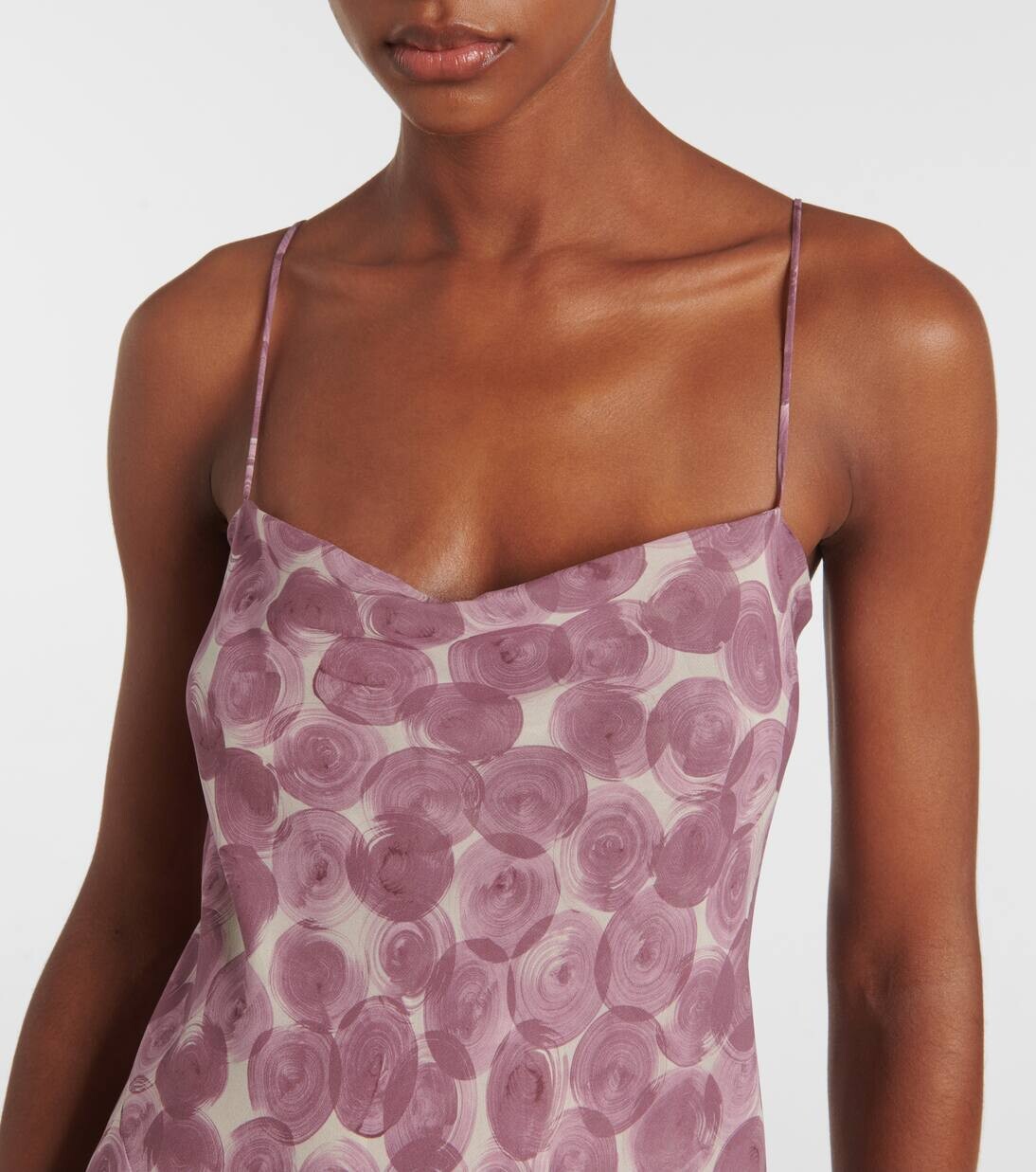Платье-комбинация из принтованного шелкового шифона Dries Van Noten, цвет lilac — фото 4
