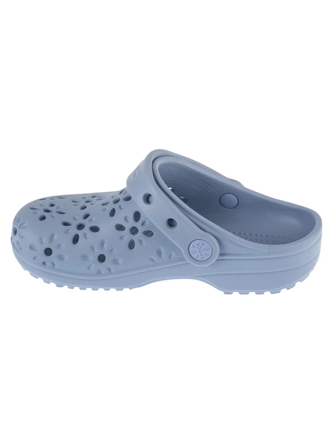 Детские сандалии Crocs Classic Floral Cut Out Clog Kids синего цвета — фото 2