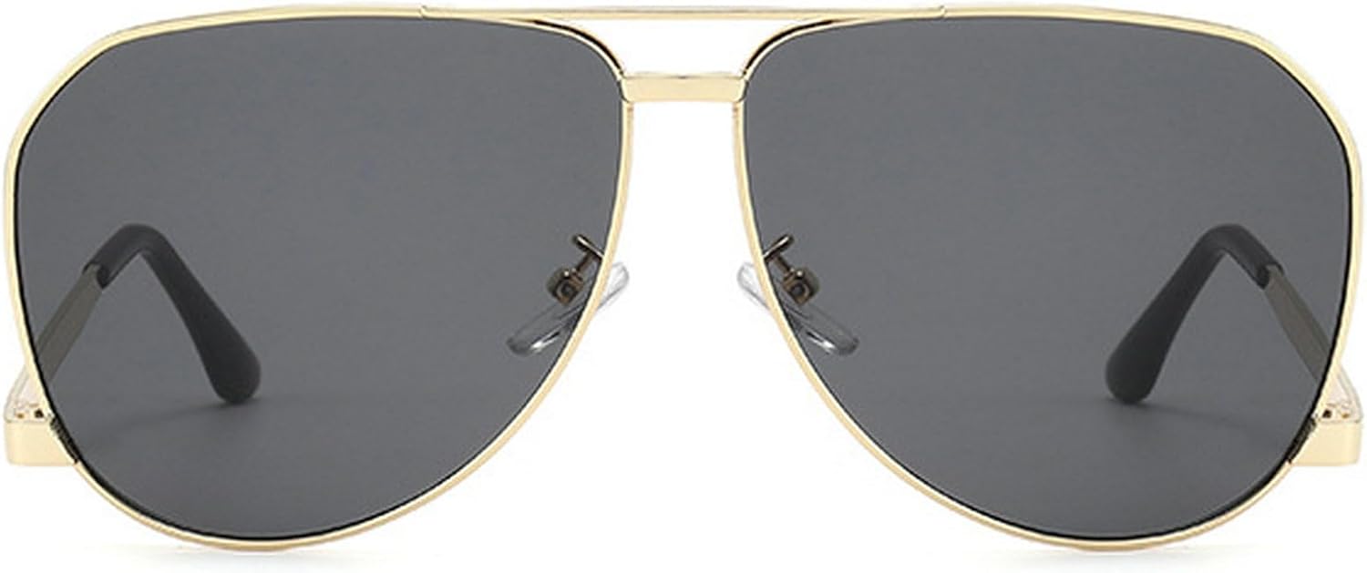 

Модные солнцезащитные очки большого размера «кошачий глаз» в стиле Y2k для женщин, винтажные коричнево-зеленые оттенки, защита от УФ-излучения UV400, мужские солнцезащитные очки-пилот mincl, Gold Gray