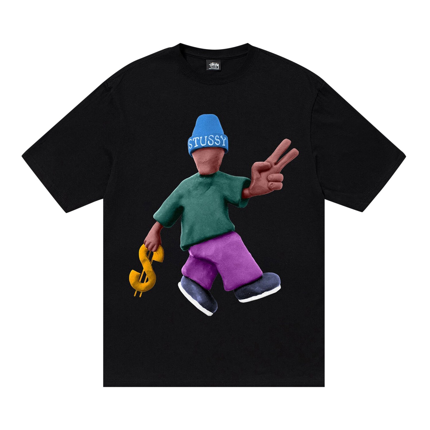 

Футболка Stussy Peace & Prosperity, черная, Черный, Футболка Stussy Peace & Prosperity, черная