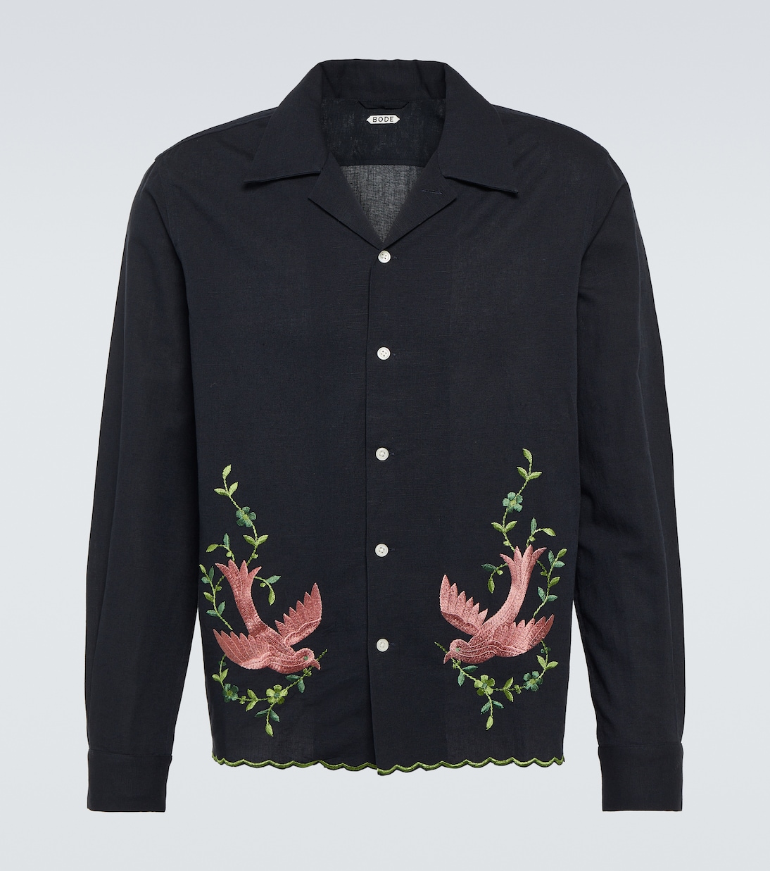 

Вышитая льняная рубашка Rosefinch Bode, Black Multi