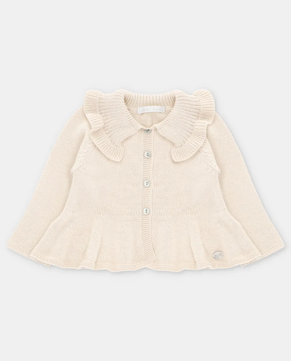 

Вязаная детская куртка с оборкой на воротнике песочного цвета Martín Aranda