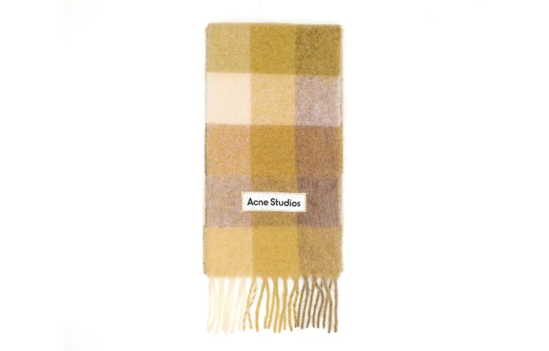 

Шарф в клетку с аппликацией логотипа Acne Studios, желтый