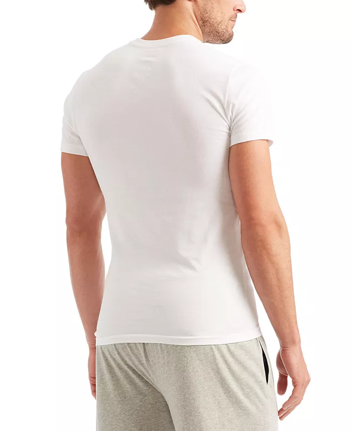 Мужские классические V-образные футболки из хлопка, 5 штук, Slim Fit Polo Ralph Lauren, белый — фото 2