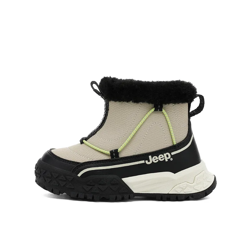 Детские зимние ботинки Kids Jeep, Khaki Brown/Obsidian Black[Thickened and Fleece-Lined-Warmth Locking]