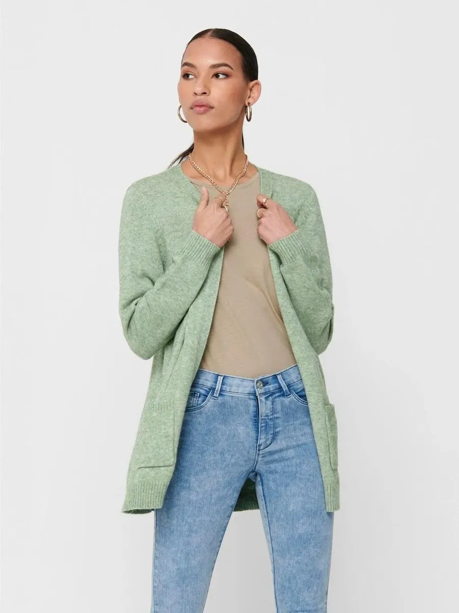 

Only кардиган "ONLLESLY L/S OPEN CARDIGAN KNT NOOS", цвет Basil Detail W.Melange