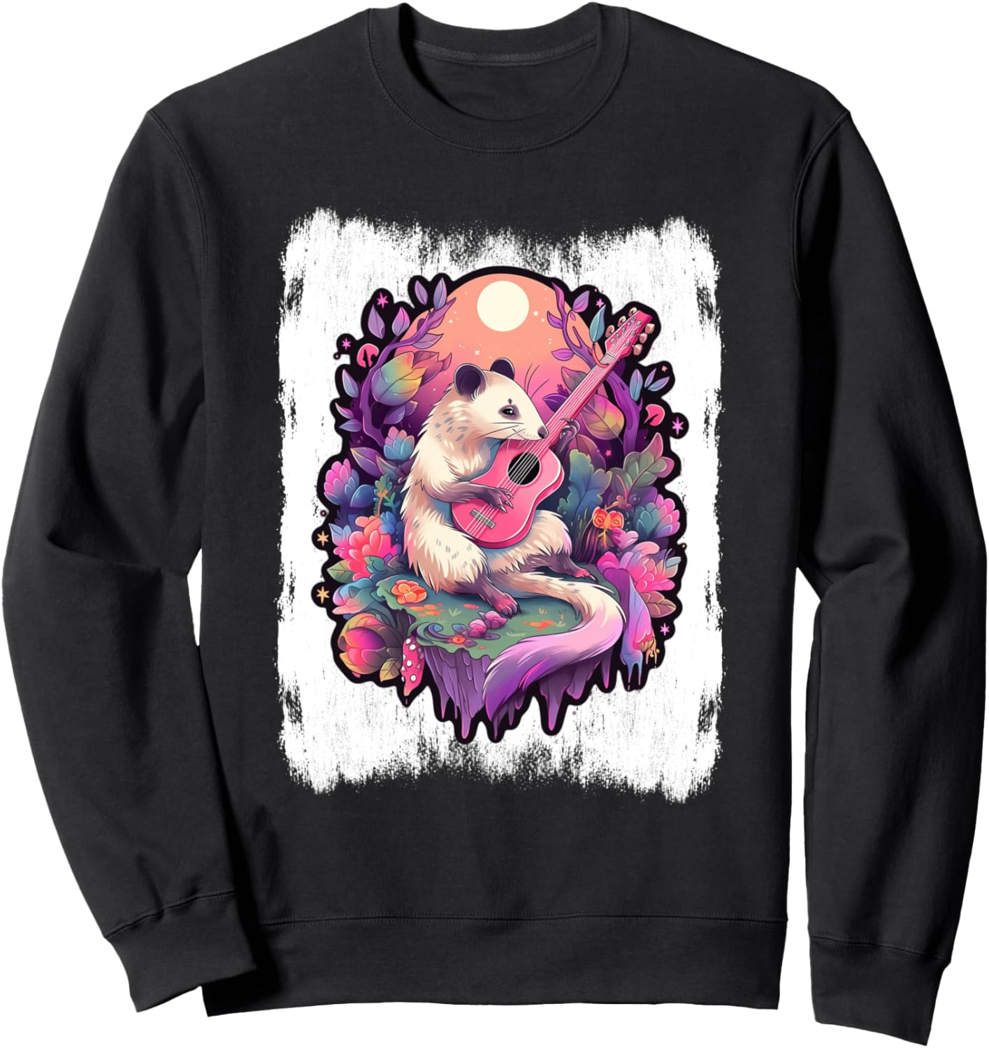 

Забавная толстовка в стиле коттеджкор с изображением опоссума, играющего на гитаре Cottagecore Goblincore And Fairycore Stuff, черный