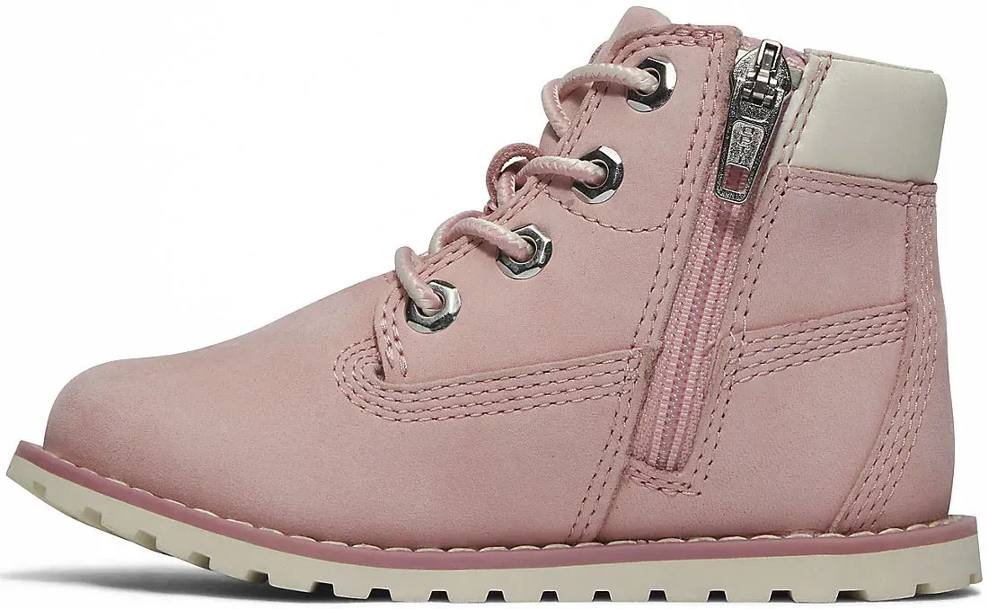 Ботинки Timberland на шнуровке "POKEY PINE MID LACE UP With ZIP BOOT", розовый — фото 3