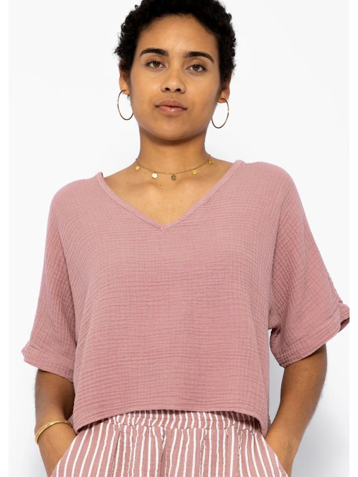 

Рубашка из муслина с V-образным вырезом цвета античной розы SASSYCLASSY