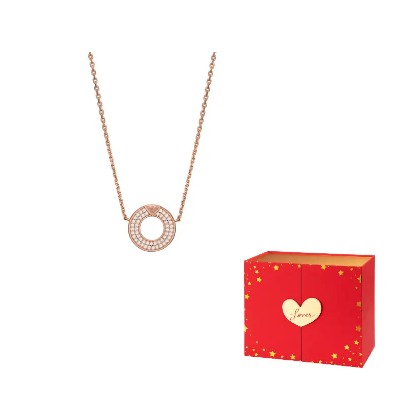 

EMPORIO ARMANI Позолоченное розовым золотом ожерелье с подвеской из стерлингового серебра