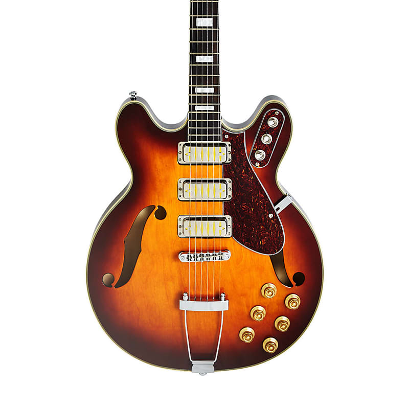 

Электрогитара Airline Guitars H77 - Honeyburst - Vintage Reissue Semi Hollow Electric Guitar - NEW!