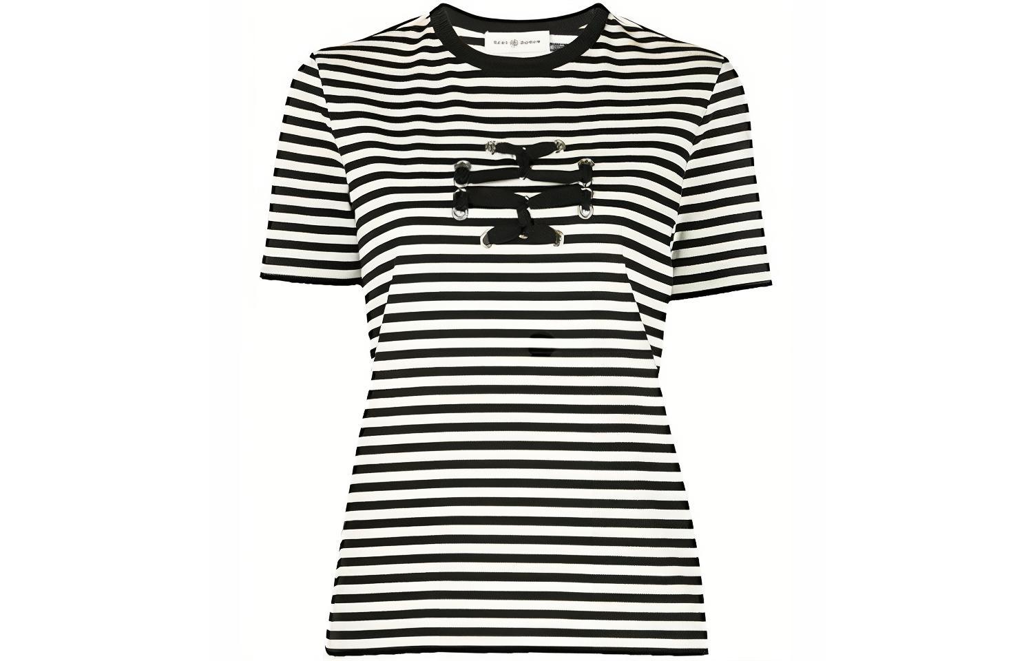 

Футболка SS22 женская черно-белая TORY BURCH, Черный, Футболка SS22 женская черно-белая TORY BURCH