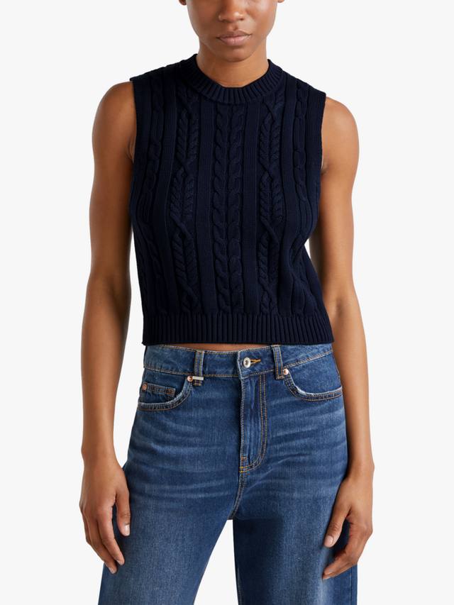 

Майка из кабельного трикотажа Benetton, цвет Night Blue