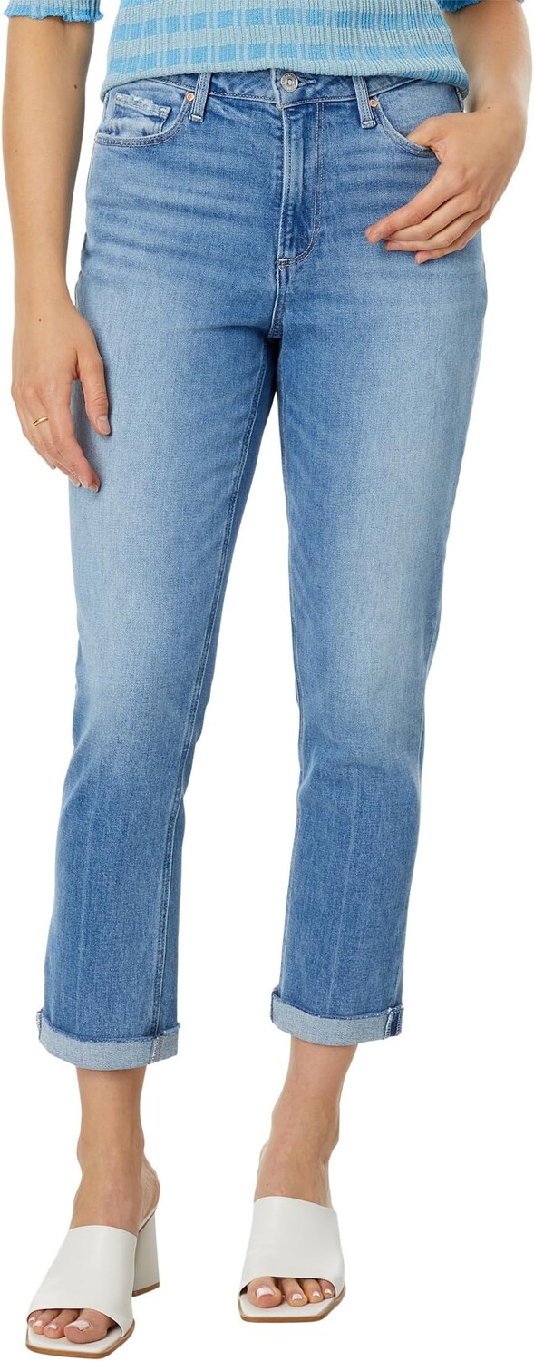 

Джинсы High-Rise Brigitte Seamed Beltloops Raw Hem in Exhibition Distressed Paige, цвет Exhibition Distressed