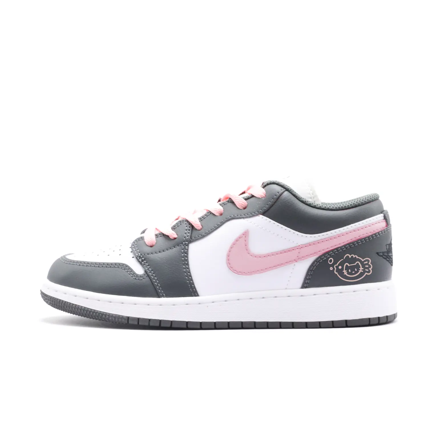 

Баскетбольные кроссовки Air 1 Smooth As A Fish In Water Low Top для детей, серые, подростковые Jordan, розовый