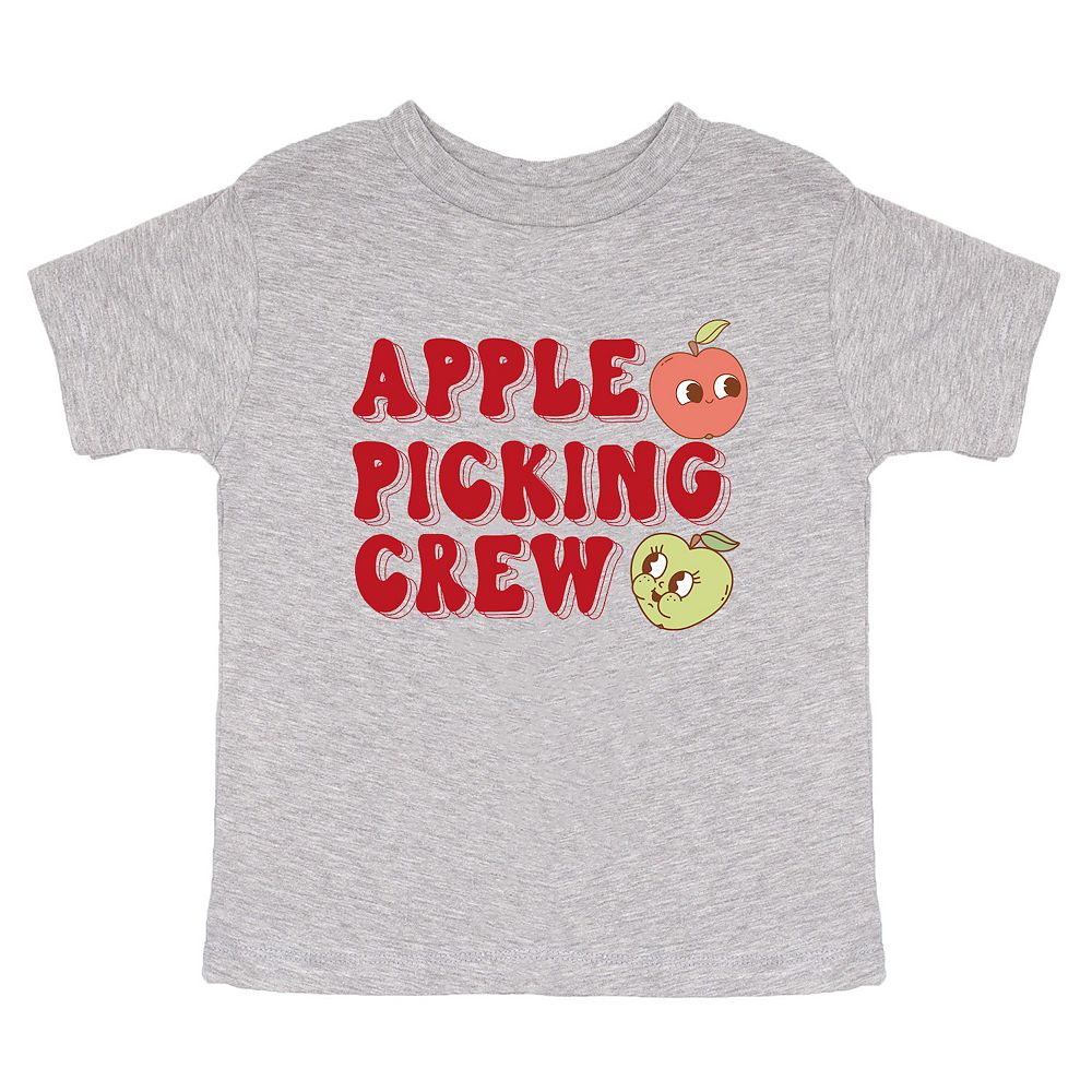 

Футболка с короткими рукавами и рисунком для малышей с рисунком Apple Picking Crew The Juniper Shop, цвет Heather Grey