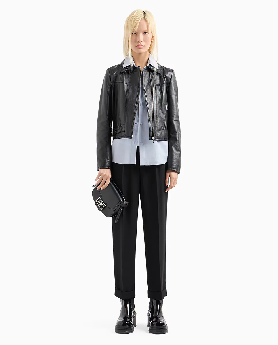 

Женские брюки с широкой талией и прямыми штанинами Armani Exchange, черный