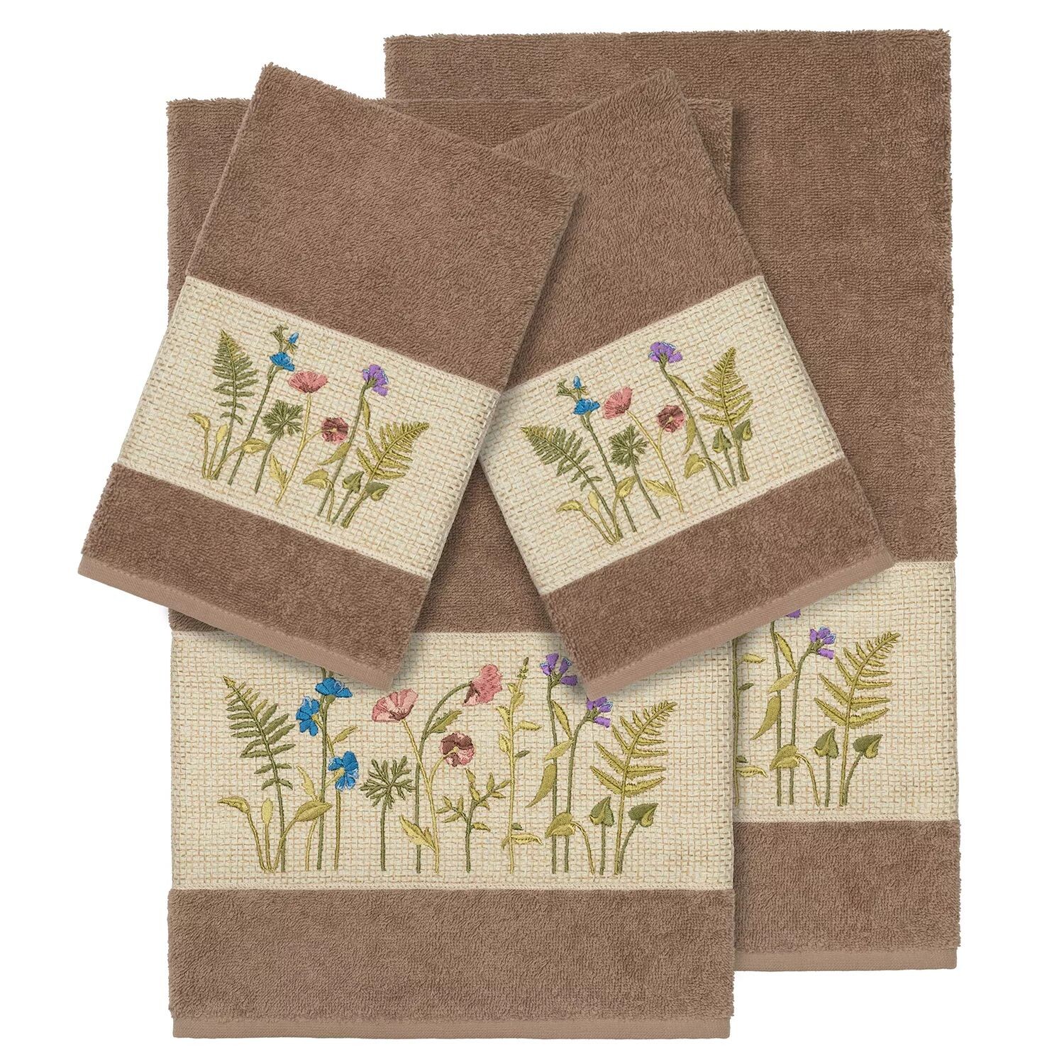 

Linum Home Textiles Набор из 4 украшенных банных полотенец Serenity