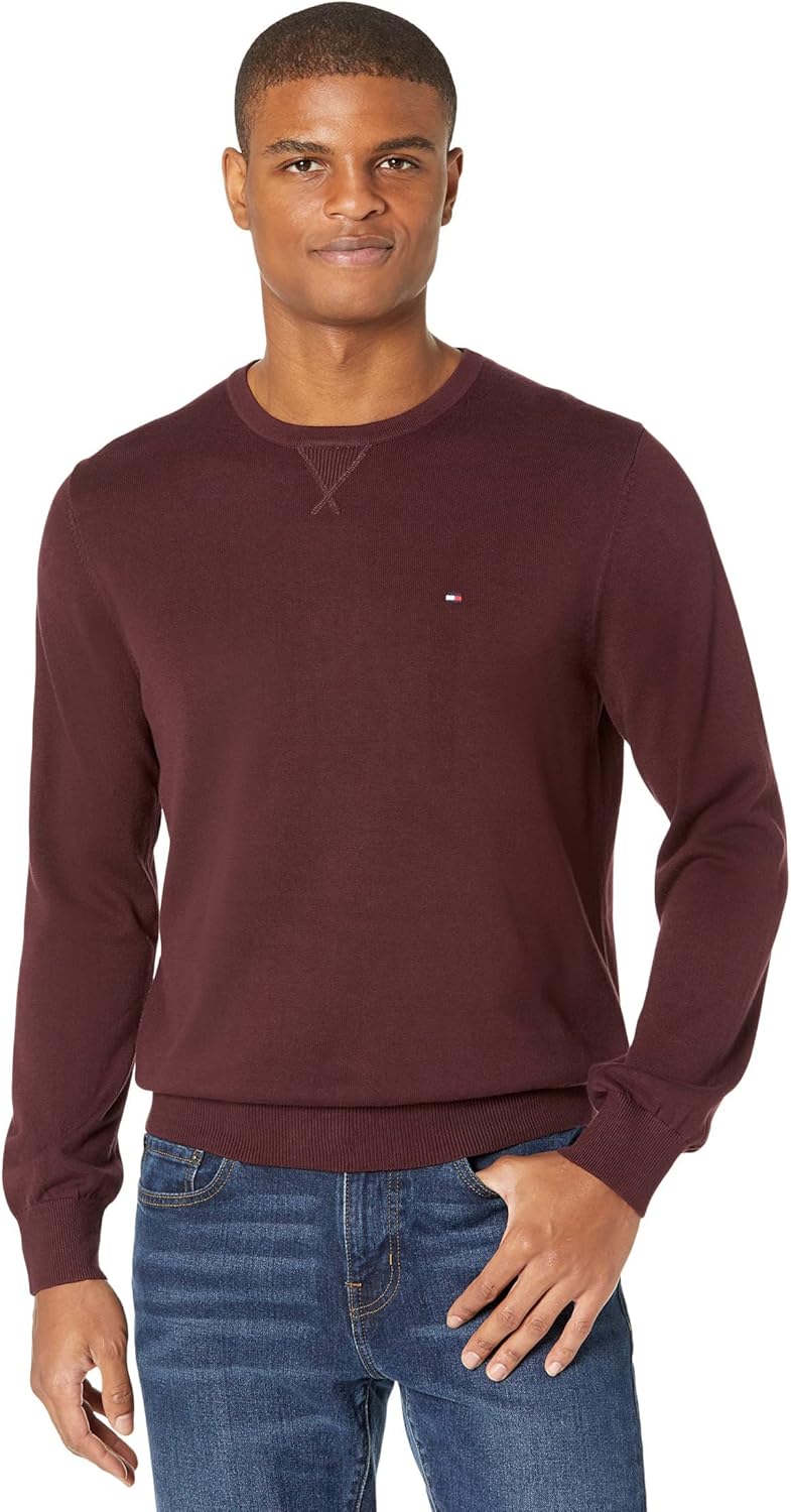 

Мужской однотонный свитер с круглым вырезом Tommy Hilfiger, Dark Cabernet