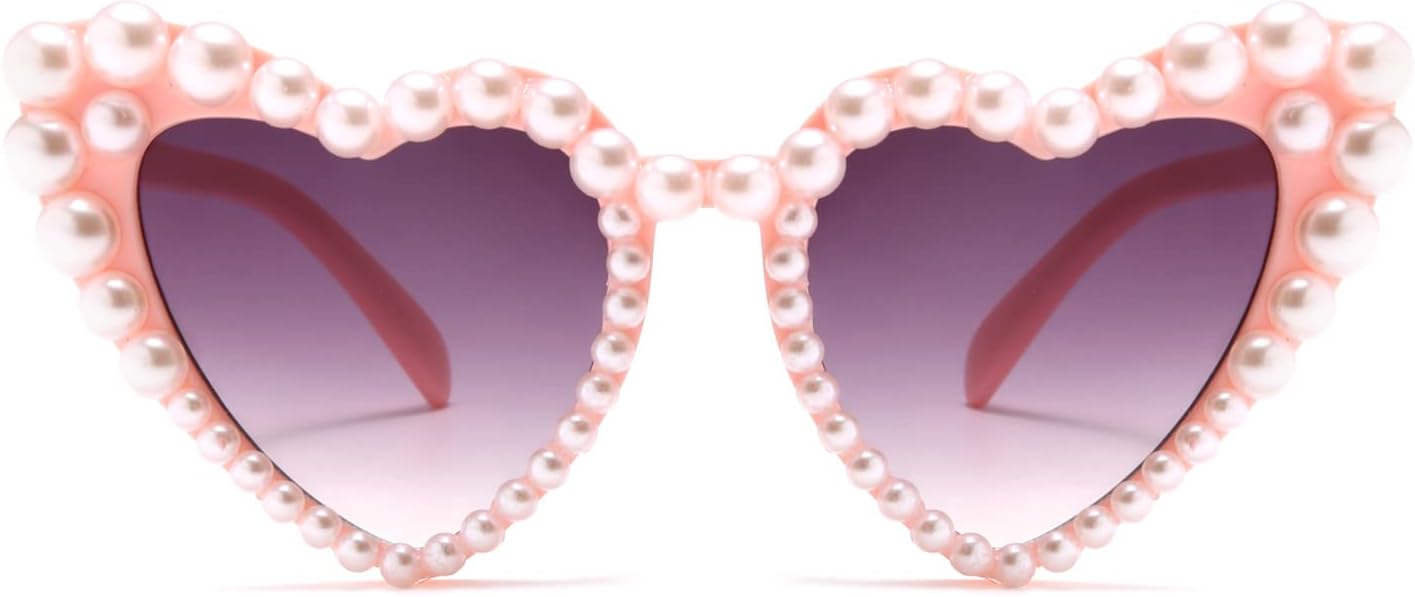

Солнцезащитные очки Long Keeper Love Pearl для женщин, роскошные винтажные солнцезащитные очки в форме сердца, для вечеринок и фестивалей, «кошачий глаз», с блестками, защита от ультрафиолета UV400, Pink