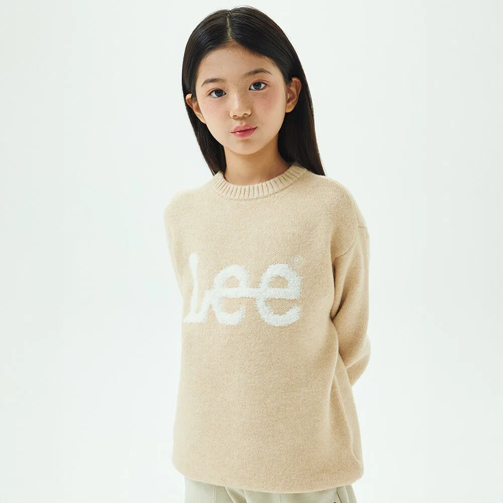 Детский бежевый пуловер Lee Kids из букле с логотипом