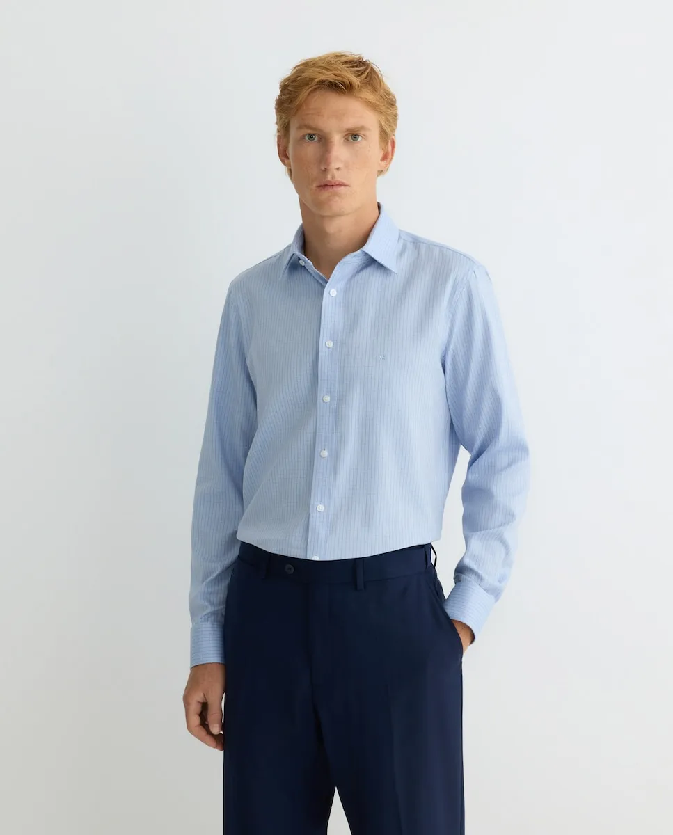 

Мужская рубашка классического кроя modern fit в клетку Michael Kors, светло-голубой