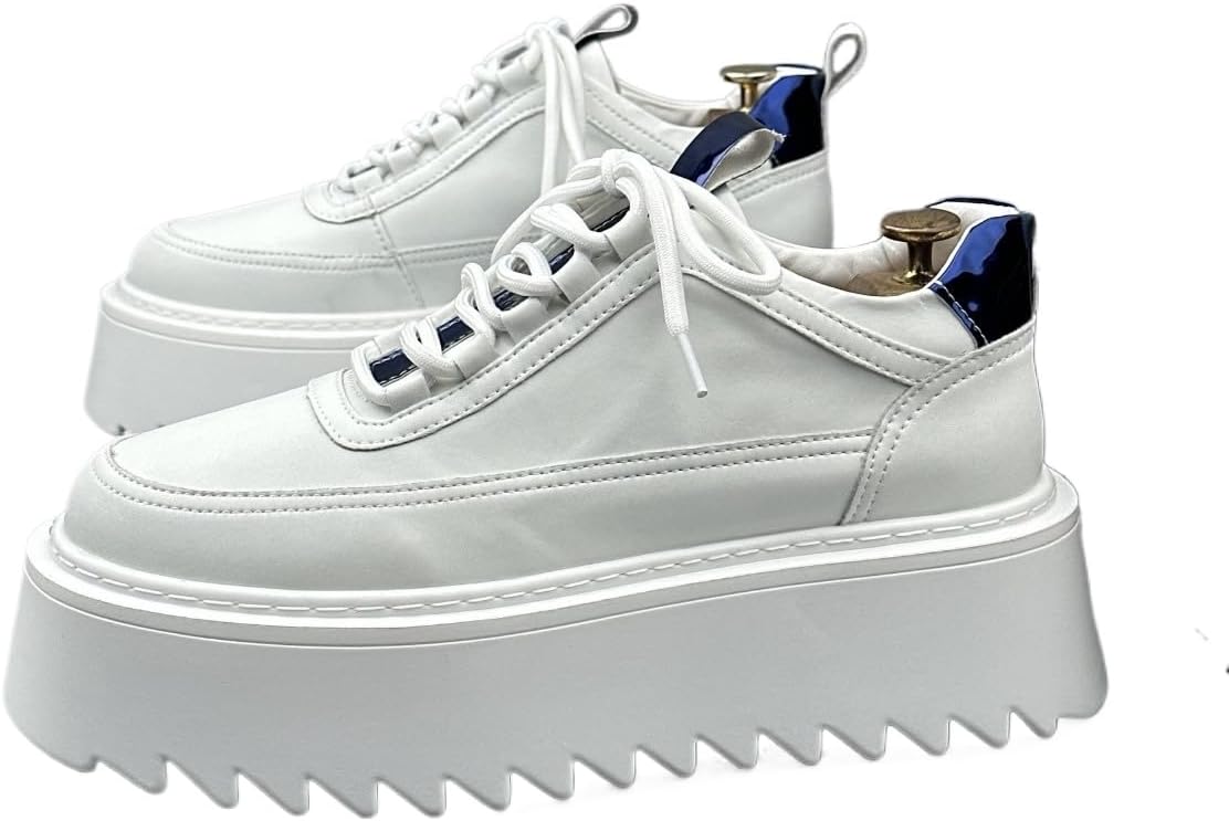 

Белые кожаные кроссовки ZIXCPLAZ для мужчин с увеличением роста на 5 см, комфортная платформа для повседневной носки и уличного стиля
