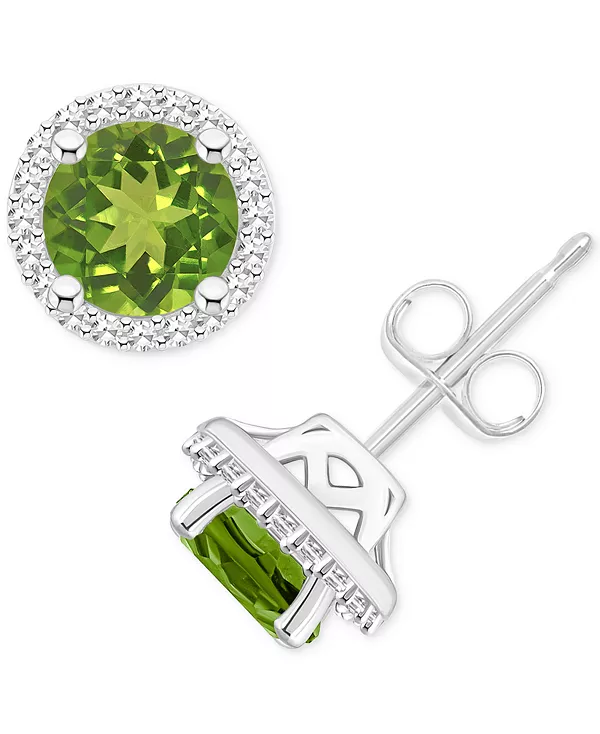 

Серьги-Гвоздики с ореолом из серебра 925 пробы с аметистами (1,5 карата) и бриллиантами (1,5 карата) (также с цитринами, гранатами, перидотами и голубыми топазами) Macy'S, peridot