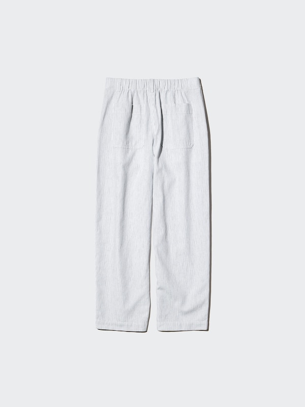 Зауженные брюки из льна и хлопка (в полоску) Uniqlo, 00 white — фото 4