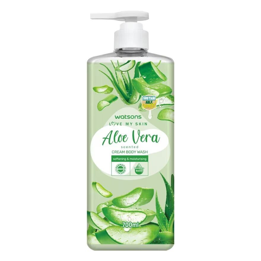 

Watsons Крем-гель для душа Love My Skin с ароматом алоэ вера, 700 мл, Green