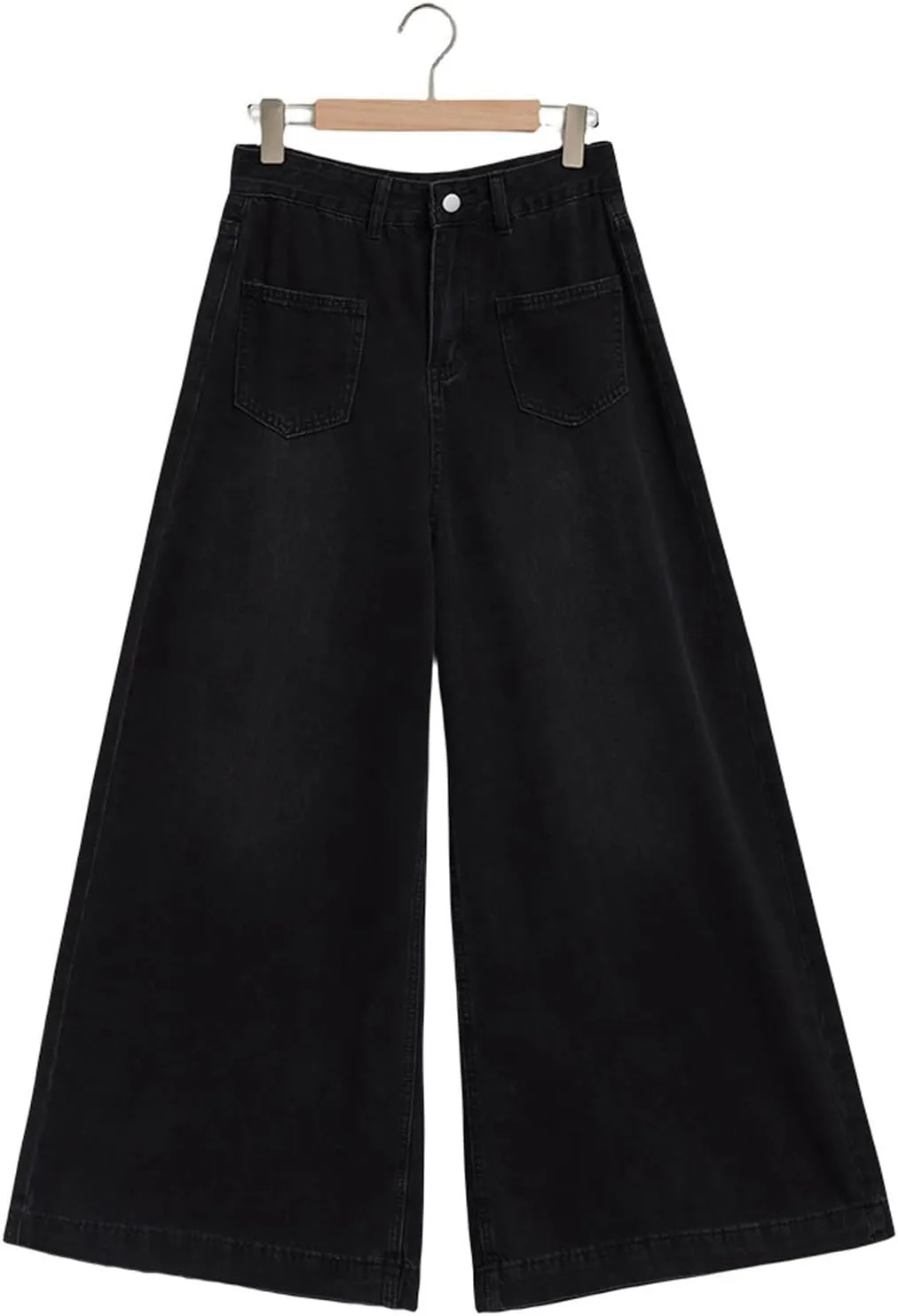 Женские джинсы baggy wide leg high waist loose straight bell bottom vintage casual stretchy long denim — фото 4