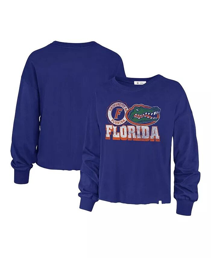 

Женская рваная футболка с длинными рукавами Royal Florida Gators Bottom Line Parkway '47 Brand