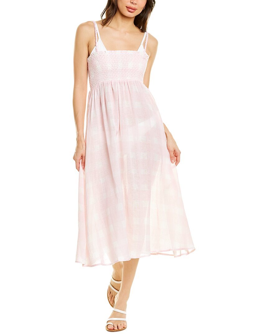 

Однотонное и полосатое платье-миди из льна Willow Solid & Striped, розовый