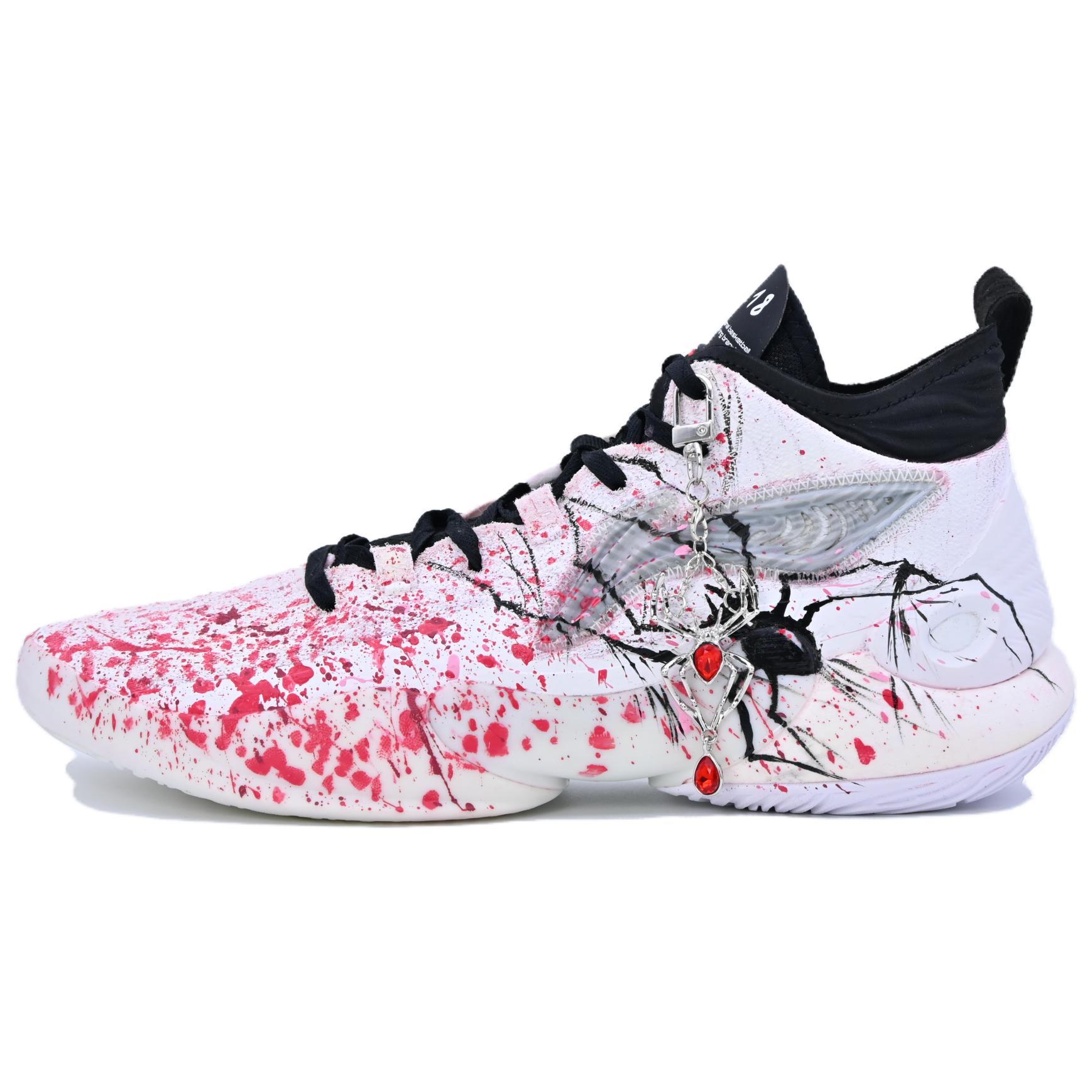 

Баскетбольные кроссовки LiNing YuShuai 18 Bloody Spider Black Widow с высоким берцем и противоскользящими износостойкими характеристиками, мужские, красные, белые, черные