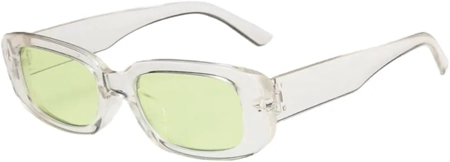 

Винтажные квадратные солнцезащитные очки маленького размера для женщин и мужчин, прямоугольные солнцезащитные очки для женщин UJNHGQ, 14 Clear Green Lens