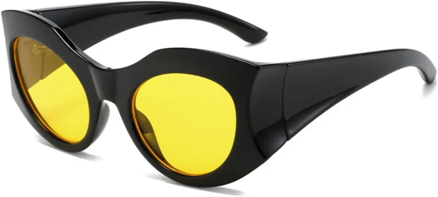 

Женские солнцезащитные очки овальной формы конфетных оттенков, модные градиентные солнцезащитные очки с защитой от УФ-излучения UV400; мужские солнцезащитные очки «кошачий глаз» WNCKSQ, Black Yellow