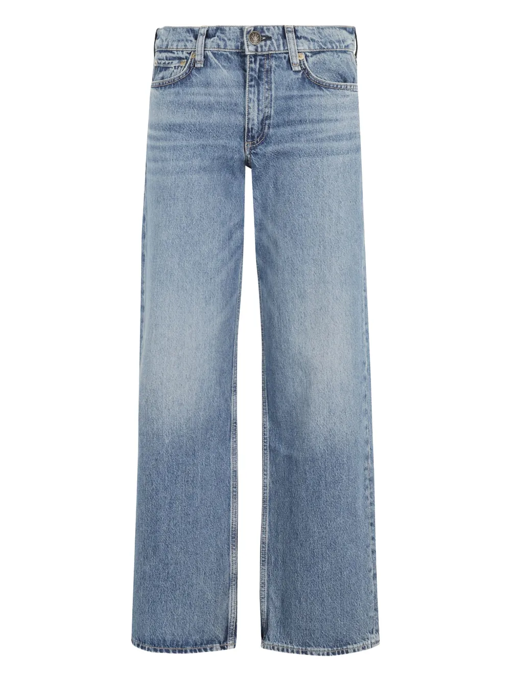 

Пятикарманные джинсы с потертостями и широкими штанинами rag & bone, синий