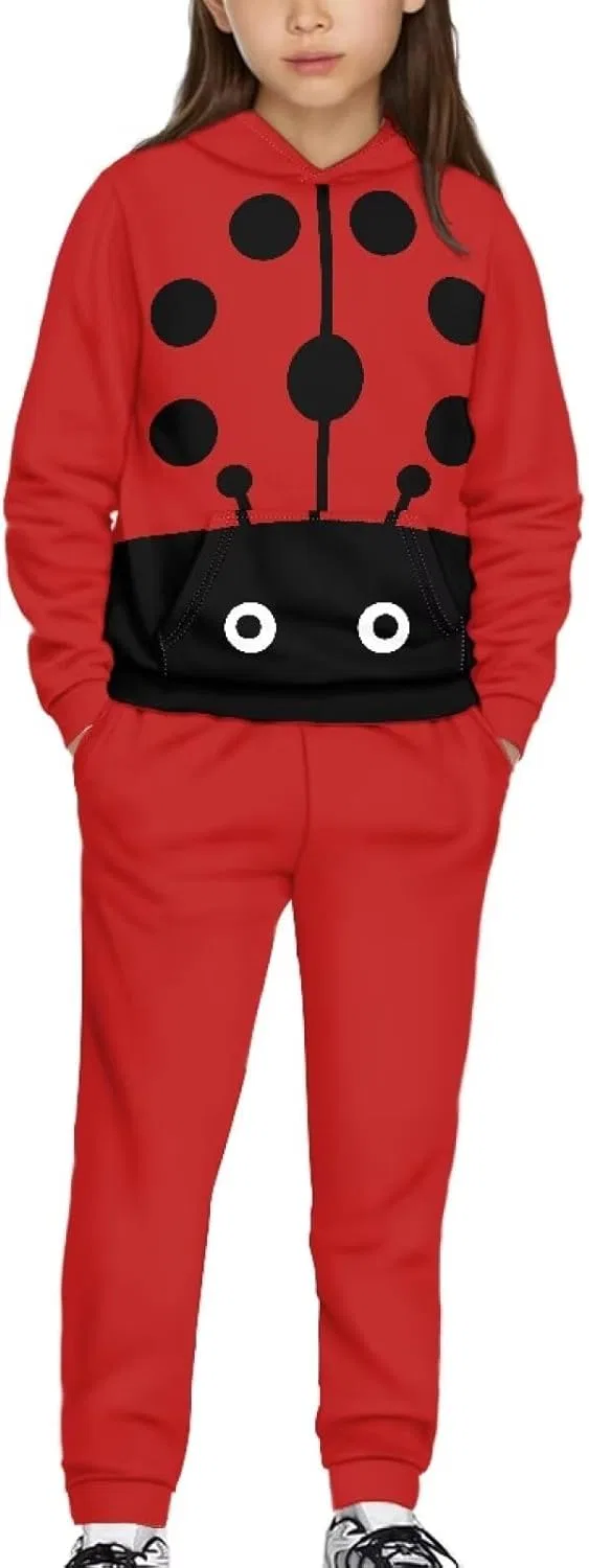Детский спортивный костюм Pensura, набор из худи и джоггеров, Big-eyed Red Ladybug